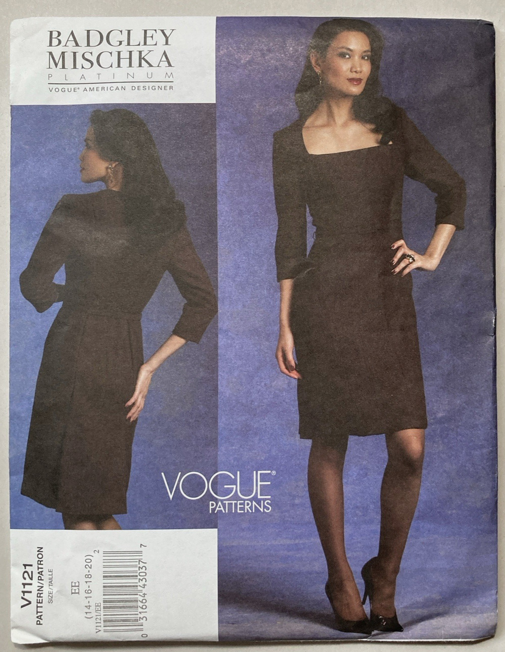 Vogue V1121 Badgley Mischka design Classic Black Dress Pattern Size 14-20 UNCUT